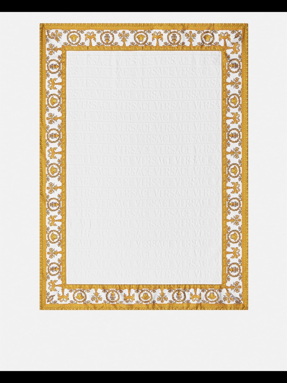 Versace White Beach Towel with Gold I♡Baroque Border